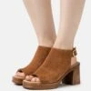 Pier One Leather - Sandalen Met Plateauzool - Cognac
